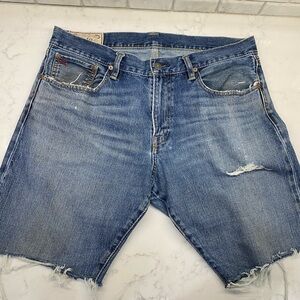 Ralph Lauren Blue Jean Shorts with Distressed Finish